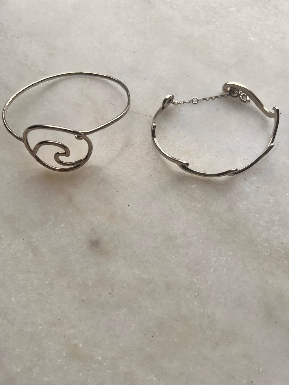2 Sterling Silver Wave Bracelets